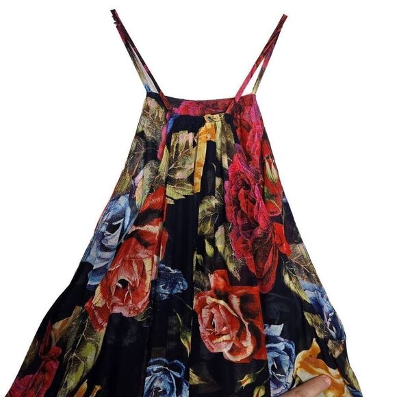 Show Me Your Mumu Floral Bronte Halter Maxi Dress Side Slits Size XS - Picture 9 of 11